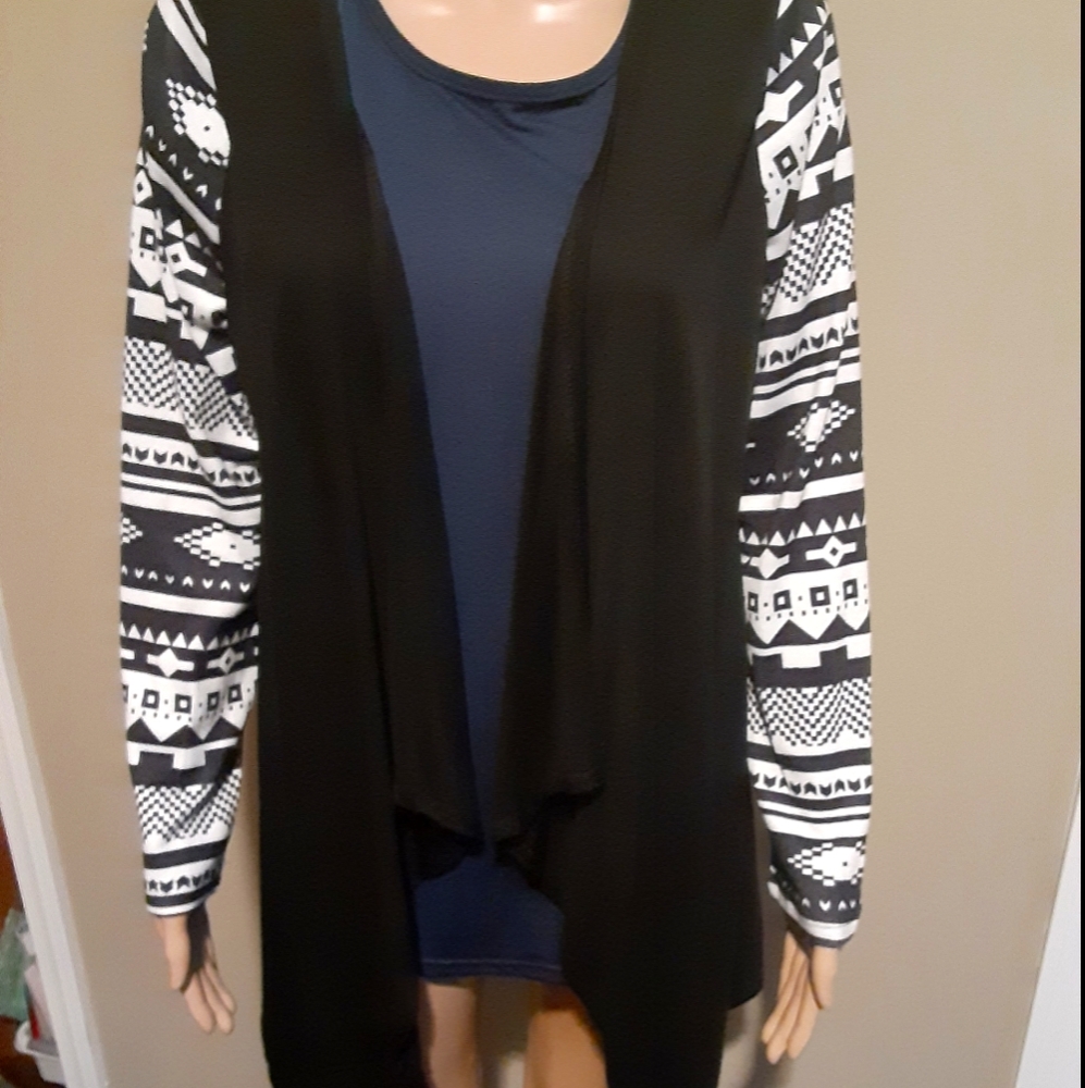 Black and white Leo cardigan.